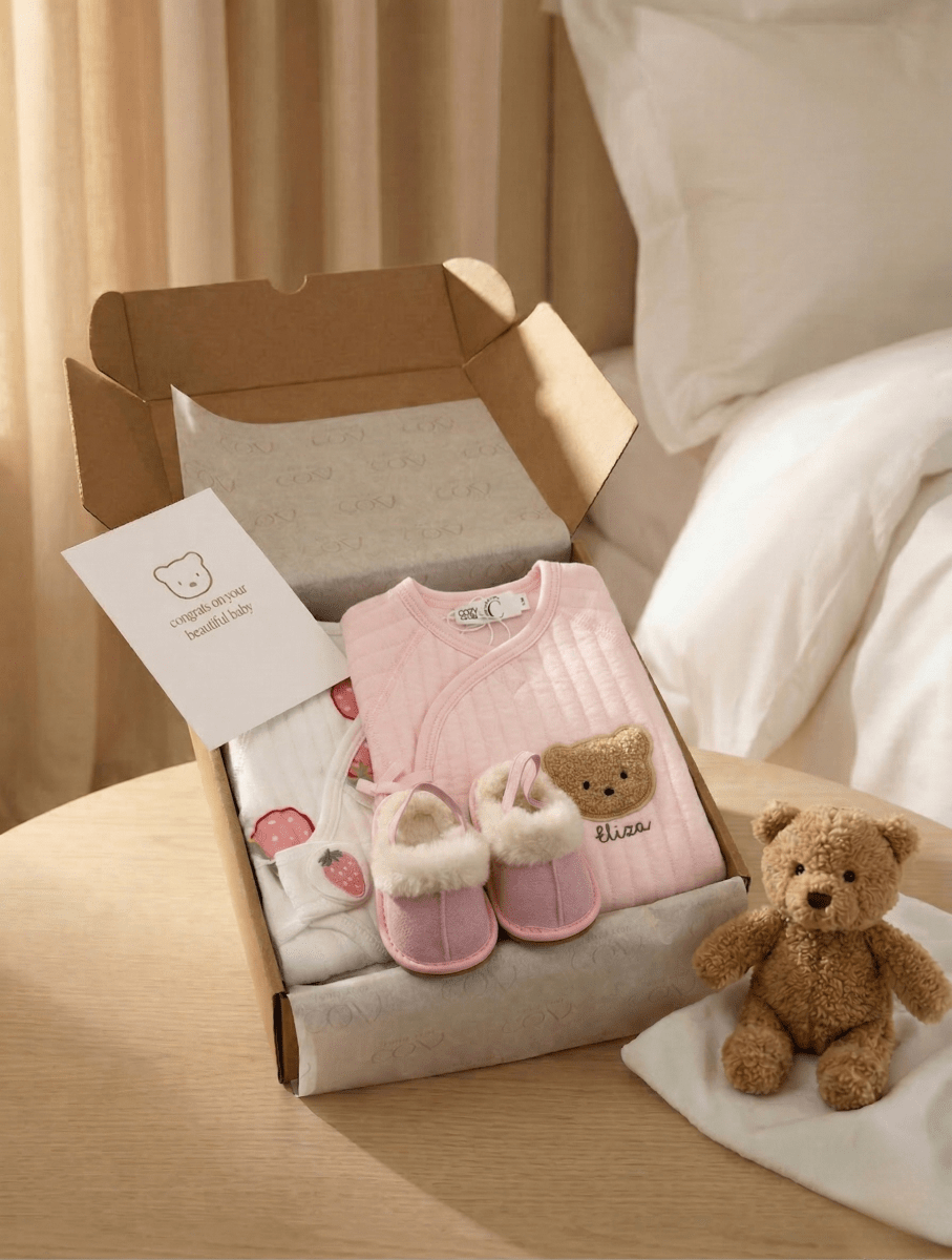 The New-Baby Save — Personalised Boucle & Strawberry Gift Box